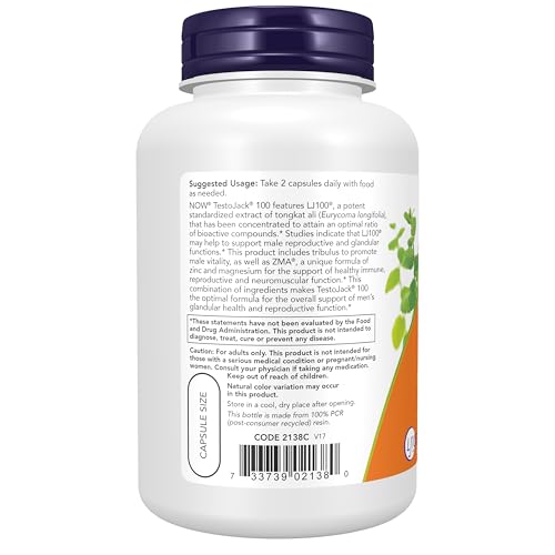 NOW Foods TestoJack 100 Kapsul - Kemasan Belakang